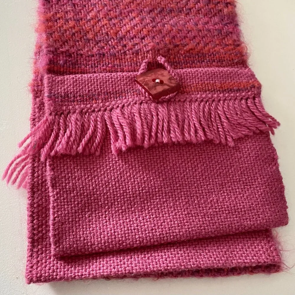Louise Abbott Designer Handwoven Ski Gorpcore Sporty Wool Pocket Scarf 63